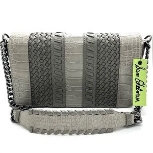 Sam Edelman Embossed Hanna Leather Shoulder Purse Bag Woven Crocodile Textured